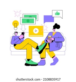 Millennials abstract concept vector illustration. Generation Y, digital native and social media, online communication, live with parents, career building, sharing economy abstract metaphor.