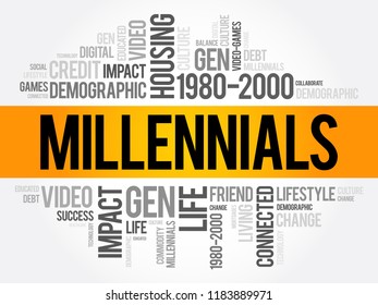 Millennials Word Cloud Social Concept collage background