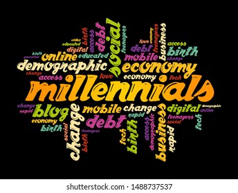 Millennials Word Cloud Social Concept collage background
