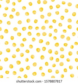 Millet grain seamless pattern on a white background. Vector illustration of millet groats in cartoon simple flat style.