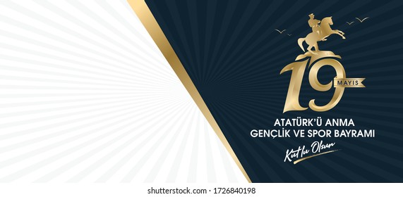 Milli Mucadelenin 101. Yılı, 19 mayıs Ataturk'u Anma, Gençlik ve Spor Bayramı, translation: 19 may Commemoration of Ataturk, Youth and Sports Day, 101th Year National Mucadelen.