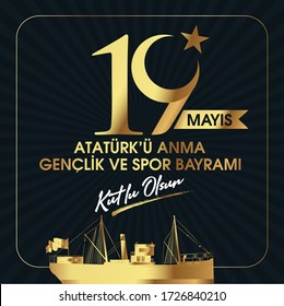 Milli Mucadelenin 101. Yılı, 19 mayıs Ataturk'u Anma, Gençlik ve Spor Bayramı, translation: 19 may Commemoration of Ataturk, Youth and Sports Day, 101th Year National Mucadelen.