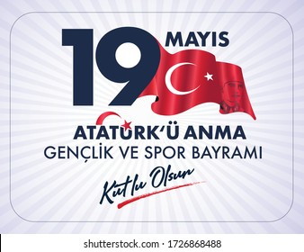 Milli Mucadelenin 101. Yılı, 19 mayıs Ataturk'u Anma, Gençlik ve Spor Bayramı, translation: 19 may Commemoration of Ataturk, Youth and Sports Day, 101th Year National Mucadelen.