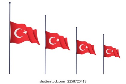 Türkische Flagge auf Halbmast. nationale Trauer