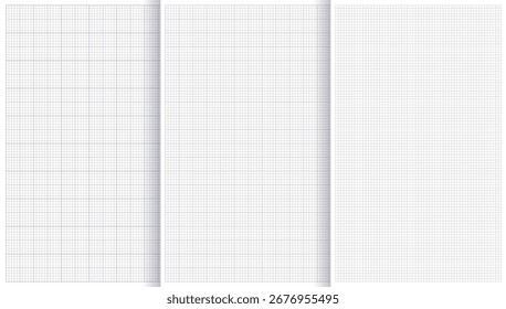 Textura de papel de grade milimétrica com linhas finas e precisão geométrica. Desenhos técnicos, plantas, conceitos visuais de matemática ou engenharia. Fundo contínuo e vetor de projetos abstratos mínimos