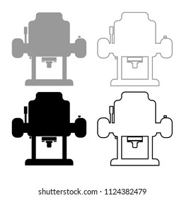Milling cutter icon outline set grey black color