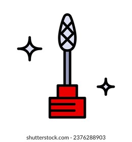 Milling cutter for manicure. Cuticle removal color icon. Automatic Manicure Machine sign. Nail with milling cutter for manicure. Flat simple style vector. Isolated pictogram on white background