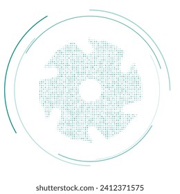 El símbolo de disco de fresado rellenado con puntos de inclinación. Estilo de puntillismo. Ilustración del vector sobre fondo blanco