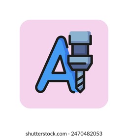 Milling engraving line vector icon. Machine, letter, drilling. Industry concept. Can be used for topics like equipment, manufacturing, technology.