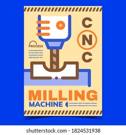 Kreative Werbeplakate für die Fräsmaschine. Industrielle Fräseinrichtungen, Werbebanner. Engineering Industry Metalworking Cutting Process Concept Template Style Color Illustration