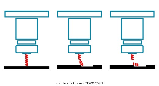 Milling Machine Head Spindle CNC With Drill Bit Or End Mill Broken Flat Vector Icon Design.