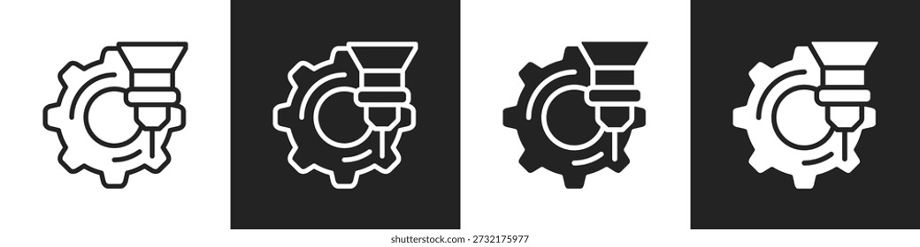 Milling Machine Line And Solid Icon In White And Black Background