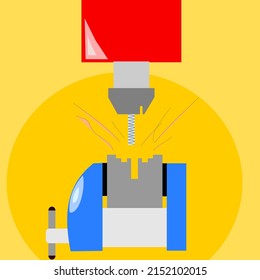 milling machine and vise illustrated flat style vector good for element design
