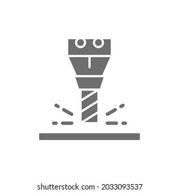 Milling Works, Spindle For CNC Machine Grey Icon.