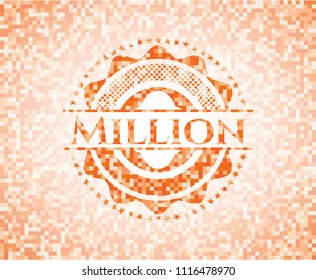 Million abstract orange mosaic emblem with background