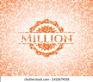 Million abstract orange mosaic emblem with background