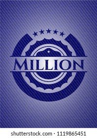 Million badge with denim background