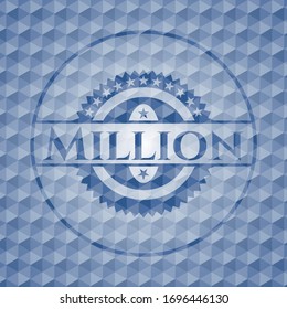 Million blue badge with geometric background. Vector Illustration. Detailed.