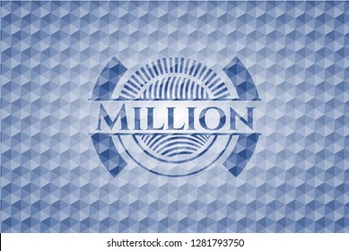 Million blue hexagon badge.