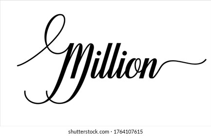 Million Calligraphic Cursive Typographic Text on White Background