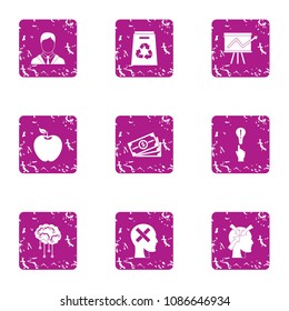 Million dollar idea icons set. Grunge set of 9 million dollar idea vector icons for web isolated on white background