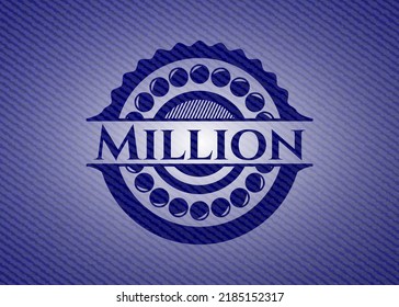 Million emblem with denim high quality background. Vector Illustration. Detailed. 