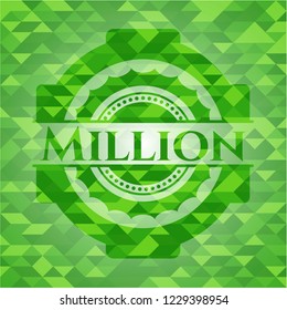 Million green emblem with mosaic background