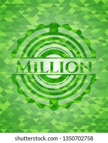 Million green emblem with mosaic ecological style background