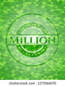 Million green emblem with triangle mosaic background