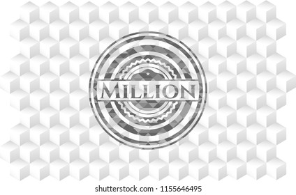 Million grey emblem with geometric cube white background