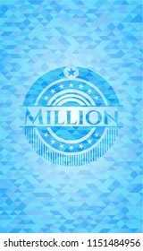Million light blue emblem with triangle mosaic background