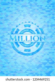 Million light blue emblem with triangle mosaic background
