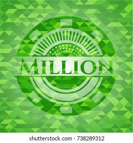 Million realistic green emblem. Mosaic background