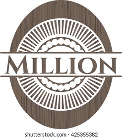 Million retro style wooden emblem