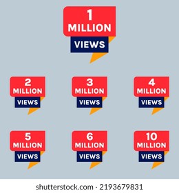 Million Views Celebration Badge, 1 Million Views To 10 Million Views Banner Set