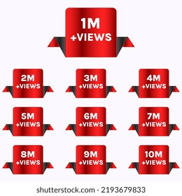 Million Views Celebration Badge, 1 Million Views To 10 Million Views Banner Set