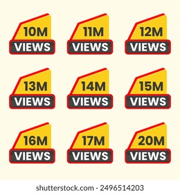Million Views emblem set for thumbnail design