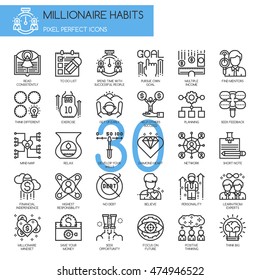 Millionaire Habits , Thin Line and Pixel Perfect Icons