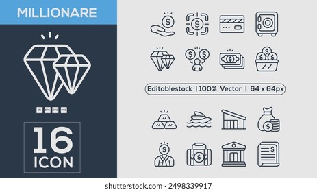 Millionaire icon collection Vector illustrator