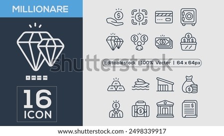 Millionaire icon collection Vector illustrator