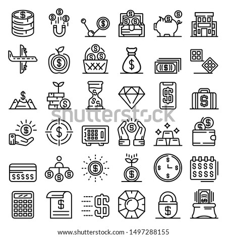 Millionaire icons set. Outline set of millionaire vector icons for web design isolated on white background