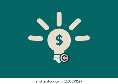 Millionaire idea. The idea is protected by copyright laws. represented by a light bulb. concept of intellectual property rights. Finance concept