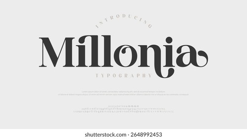 Millionia Elegante luxo alfabeto logotipo fonte. Tipografia beleza moda elegante minimalista serif italic fontes decorativo casamento vintage retro logos. 