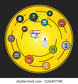 Millions of books at your fingertips flat icons concept. Vector illustration. Element template for design.
