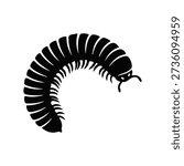 Millipede Vector Illustration Isolated on White Background, Millipede Insect Clipart Vector Illustration,  Millipede Insect Silhouette