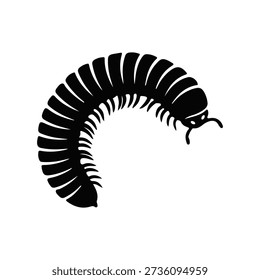 Millipede Vector Illustration Isolated on White Background, Millipede Insect Clipart Vector Illustration,  Millipede Insect Silhouette