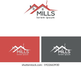Logo del vector de construcción de molinos.
logotipo del hogar