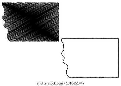 Mills County, Iowa (U.S. county, United States of America, USA, U.S., US) map vector illustration, scribble sketch Mills map