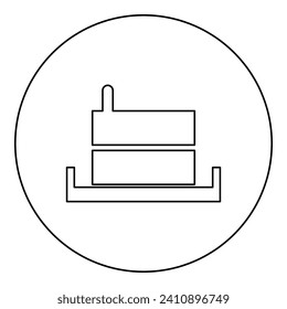 Millstone manual old stone mill flour production grinding grain with handle holder icon in circle round black color vector illustration image outline contour line thin style