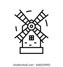 Millwind line icon, concept sign, outline vector illustration, linear symbol.